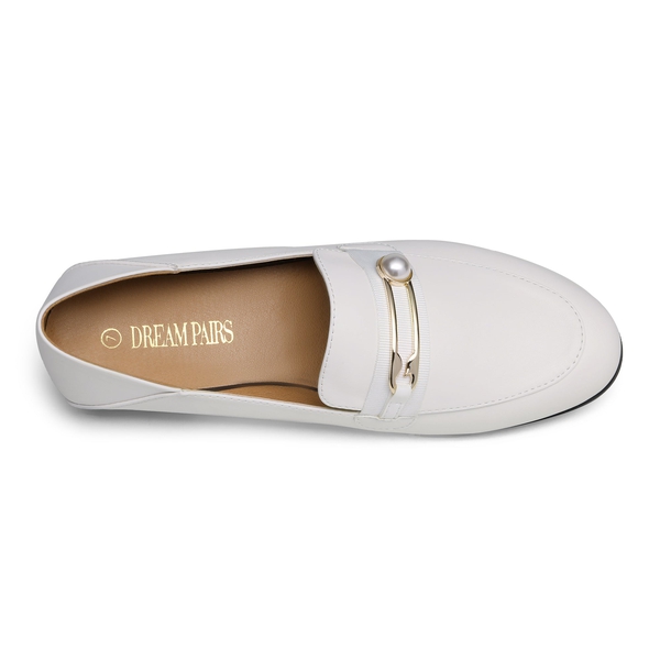 Comfortable Casual Round Toe Loafers - BEIGE WHITE PU - 3